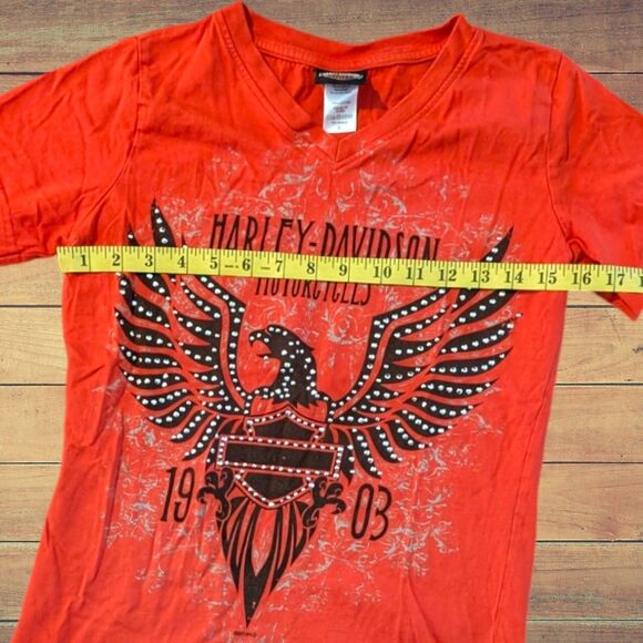 Retro Women's Grunge Harley Davidson Studded Small Biker Shirt - Picture 5 of 6